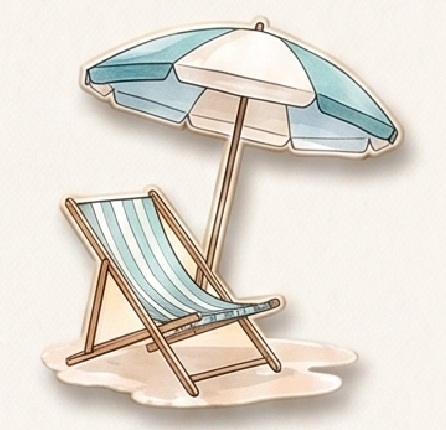 Beach chair and umbrella
